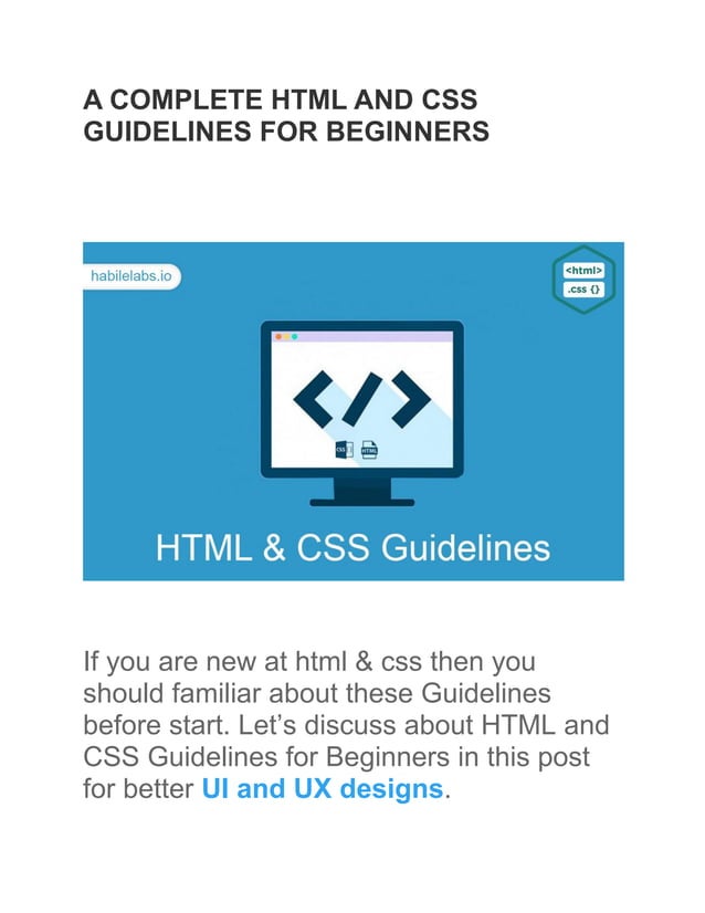 A complete html and css guidelines for beginners | PDF | Web Design and ...