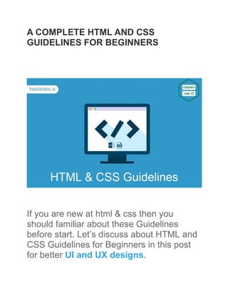 A complete html and css guidelines for beginners | PDF