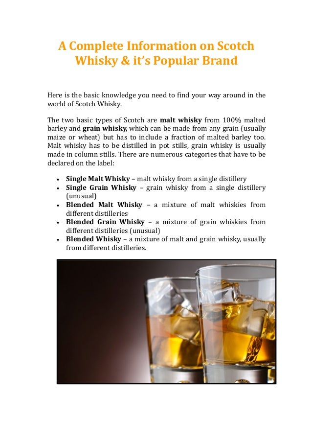 A Complete Information on Scotch Whisky & it’s Popular Brand