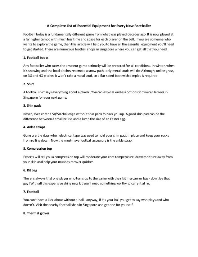 A Complete List of Essential Equipment for Every New Footballer