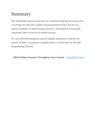Sas Paper Example English A Complete SAS Tutorial – Learn Advanced SAS Programming in 10 Mins | PDF