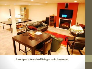 Acompletefurnishedlivingareainbasement