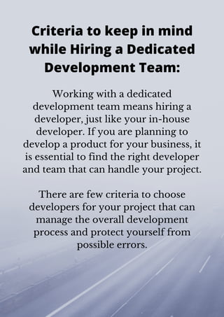 A comprehensive guide on how to hire and manage a dedicated development team