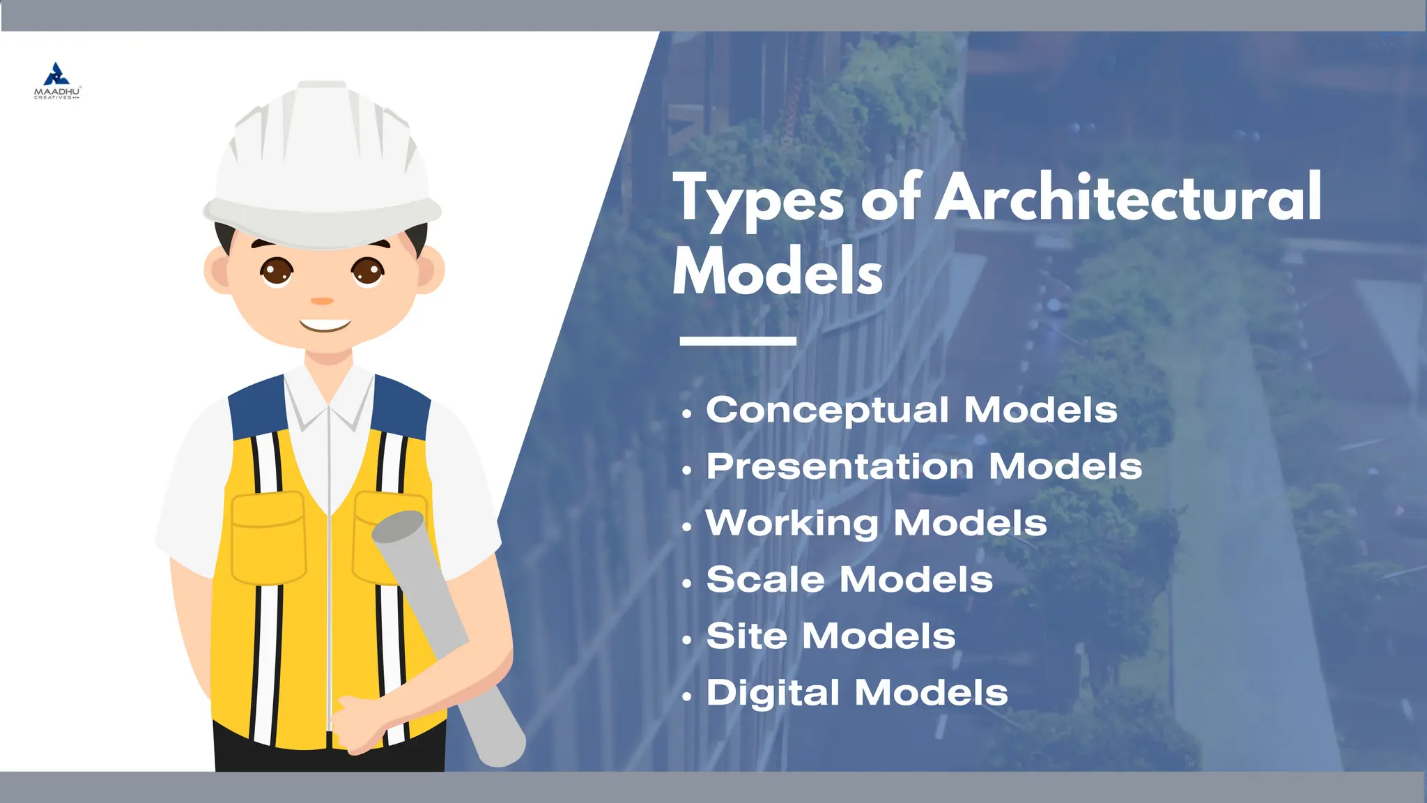 Types of Architectural
Models
Conceptual Models
Presentation Models
Working Models
Scale Models
Site Models
Digital Models
 