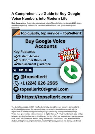 A Comprehensive Guide to Buy Google Voice Numbers into Modern Life.pdf