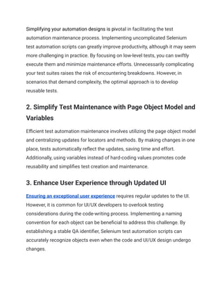 A Comprehensive Guide to Efficient Test Automation Maintenance | PDF