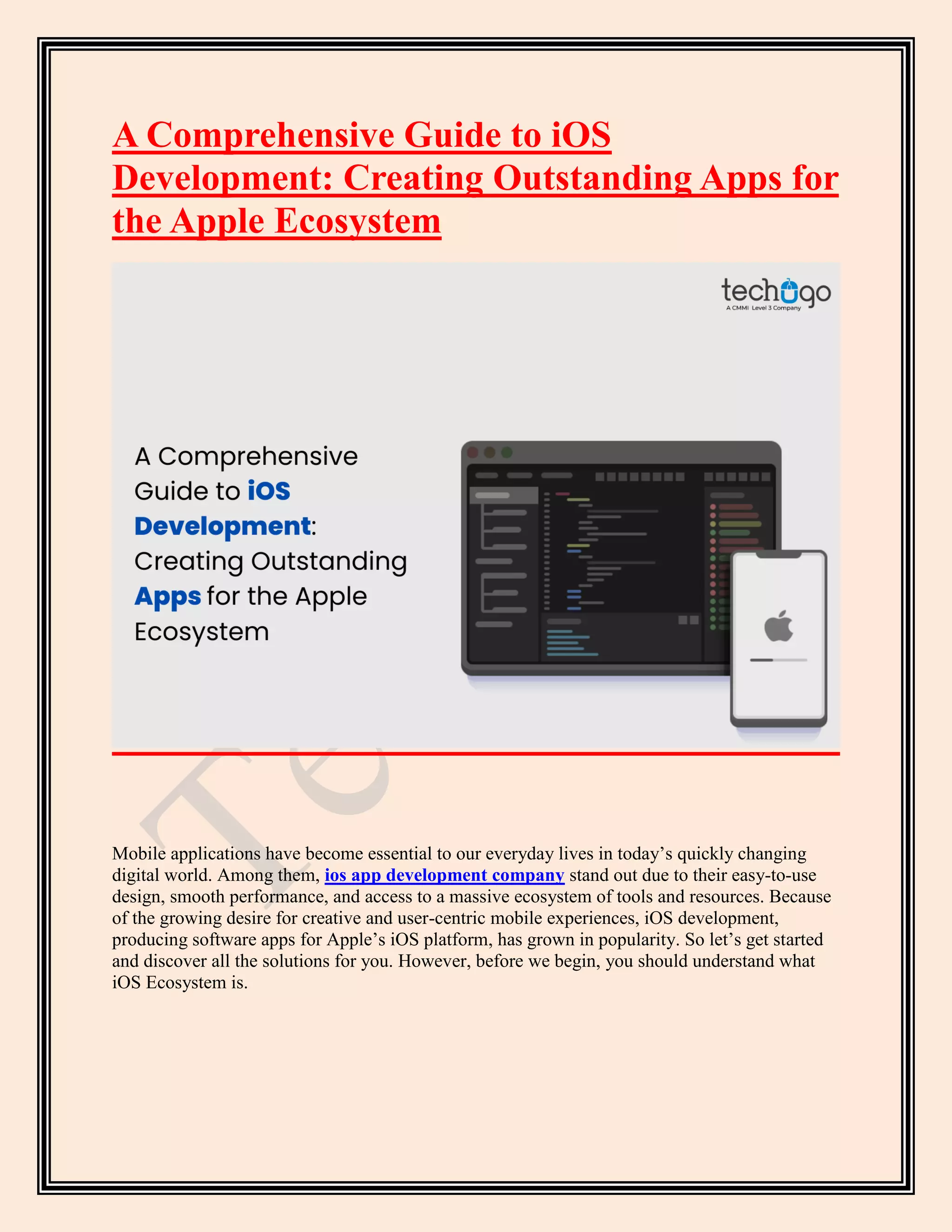 A Comprehensive Guide to iOS Development-Creating Outstanding Apps for ...
