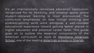 American Curriculum Program American Curriculum Guide | Manthena American School in Sharjah | PDF