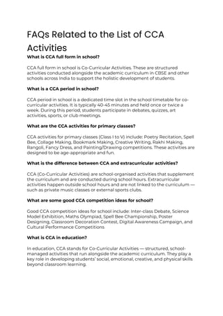 Comprehensive Guide to CBSE Co-Curricular Activities 2026 | PDF