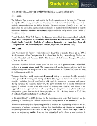 A Comprehensive Literature Review On Transportation System Risk ...