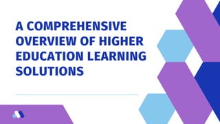 A COMPREHENSIVE
OVERVIEW OF HIGHER
EDUCATION LEARNING
SOLUTIONS
 