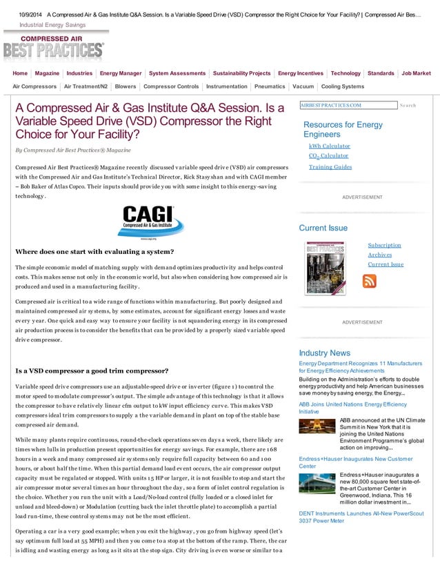 A compressed air & gas institute Question & Answer session PDF