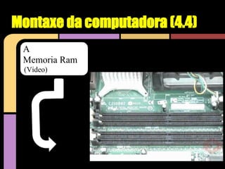Montaxe da computadora (4.4)
 A
 Memoria Ram
 (Video)
 