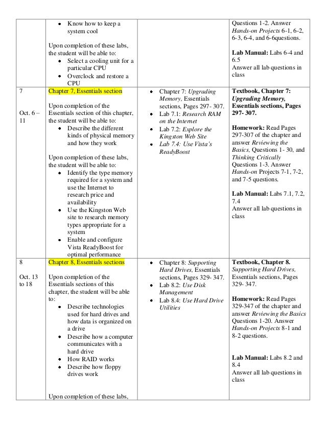 A Computer Maintenance Course Syllabus 2010