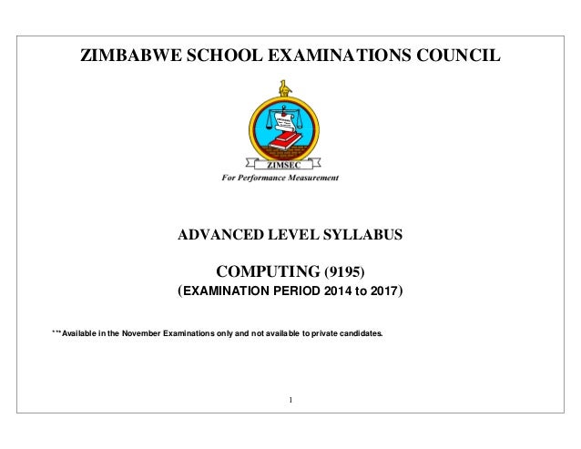 Computing 9195 Zimbabwe Zimsec Syllabus Cambridge