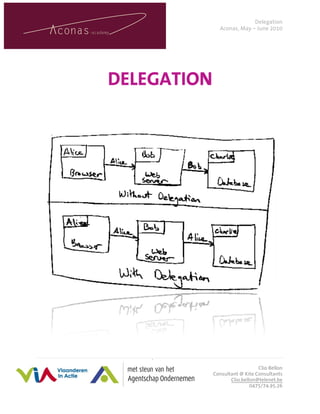 Delegation
               Aconas, May – June 2010




DELEGATION




   1|Page
                                Clio Bellon
             Consultant @ Kite Consultants
                    Clio.bellon@telenet.be
                             0475/74.95.26
 