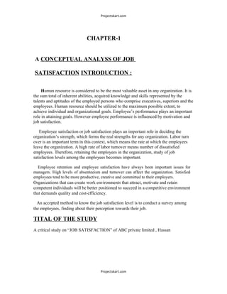 Job Satisfaction Introduction.pdf A Conceptual Analysis of Job Satisfaction conducted at Coffee Day | DOC