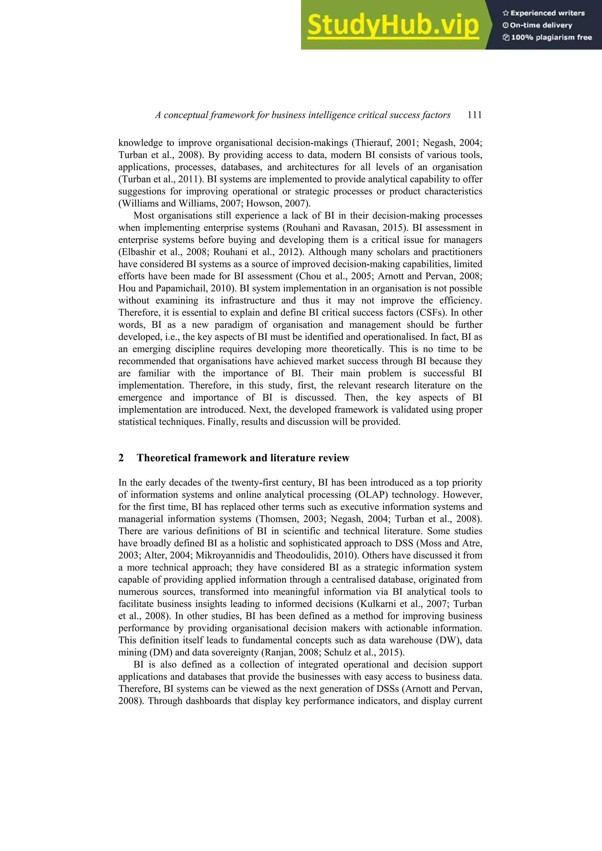 A Conceptual Framework For Business Intelligence Critical Success ...