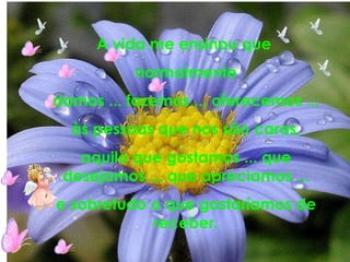 A vida me ensinou que  normalmente damos ... fazemos ... oferecemos ... às pessoas que nos são caras, aquilo que gostamos ... que desejamos ... que apreciamos ... e sobretudo o que gostaríamos de receber. 