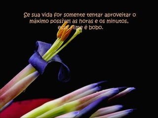 Se sua vida for somente tentar aproveitar o
máximo possível as horas e os minutos,
esse filme é bobo.
 