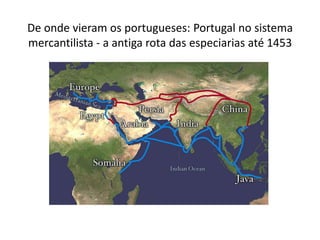 De onde vieram os portugueses: Portugal no sistema
mercantilista - a antiga rota das especiarias até 1453
 
