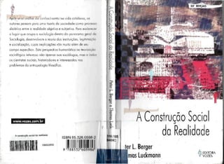 A construção social da realidade berger, p. l. e luckmann t.
