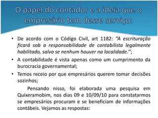 Pesquisa ElaboradaFoi realizada com 4 empresas enquadradas no âmbito de Empresas de Pequeno Porte, as quais se classificam em: Materiais de Construção (1;2;4); Produtos Aviários (3); Concessionária de Motos (4;2) e Loja de Eletrodomésticos (4).