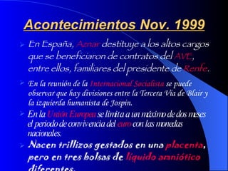 Acontecimientos Nov. 1999 ,[object Object],[object Object],[object Object],[object Object]