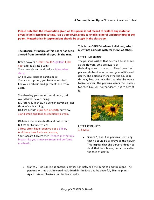 a contemplation upon flowers by henry Course outline for cxc english b a contemplation upon flowers - henry king i hope i pass cxc contemplation upon flowers is my favourite reply delete anonymous march 4, 2012 at 2:40 am i believe that the cxc is making the examination too bare. a contemplation upon flowers by henry Course outline for cxc english b a contemplation upon flowers - henry king i hope i pass cxc contemplation upon flowers is my favourite reply delete anonymous march 4, 2012 at 2:40 am i believe that the cxc is making the examination too bare.
