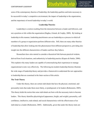 A Contemporary View Of Leadership | PDF