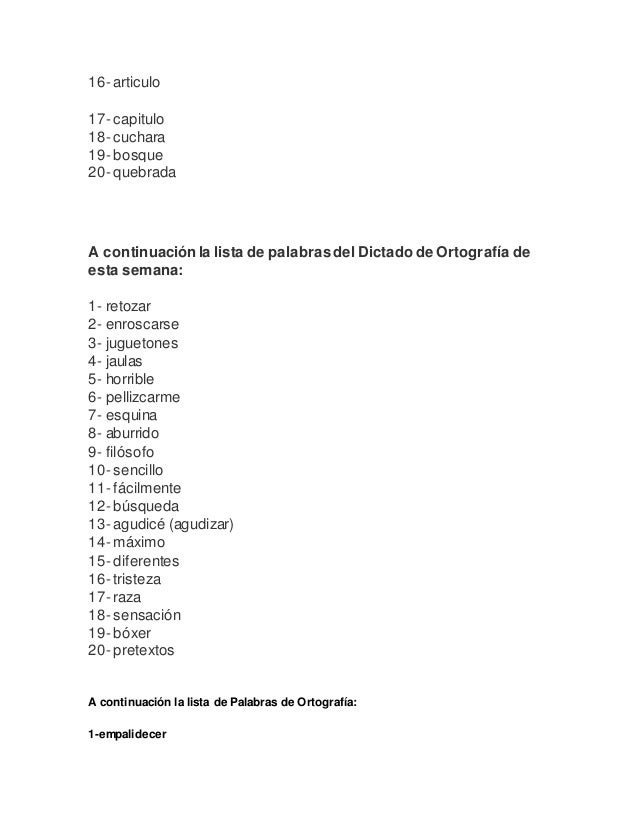 Para Dictado Ortografia Nivel Primaria