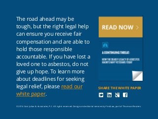 The road ahead may be
tough, but the right legal help
can ensure you receive fair
compensation and are able to
hold those ...