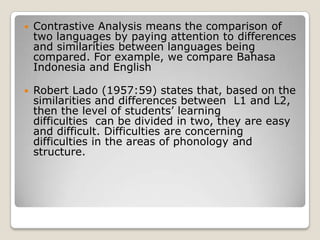 A contrastive analysis between bahasa indonesia and english dawood ...