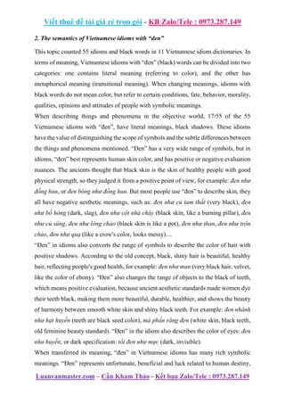 A Contrastive Analysis Of Linguistic Features Of The Adjective Black ...