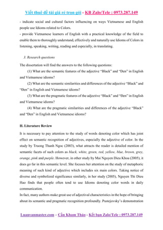 A Contrastive Analysis Of Linguistic Features Of The Adjective Black ...