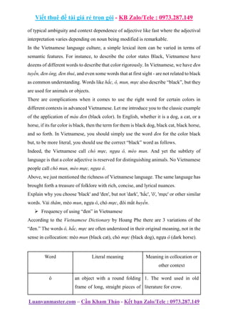 A Contrastive Analysis Of Linguistic Features Of The Adjective Black ...