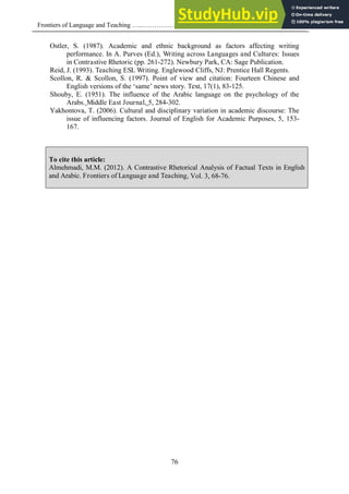 A Contrastive Rhetorical Analysis Of Factual Texts In English And ...