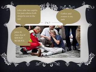 john: take two aspirin
for pain cabesa both
tienpo're not in the
sun
Carlos: and
coneso is me
pain
John: Si
claro that if
SHOLD
REMOVE
 