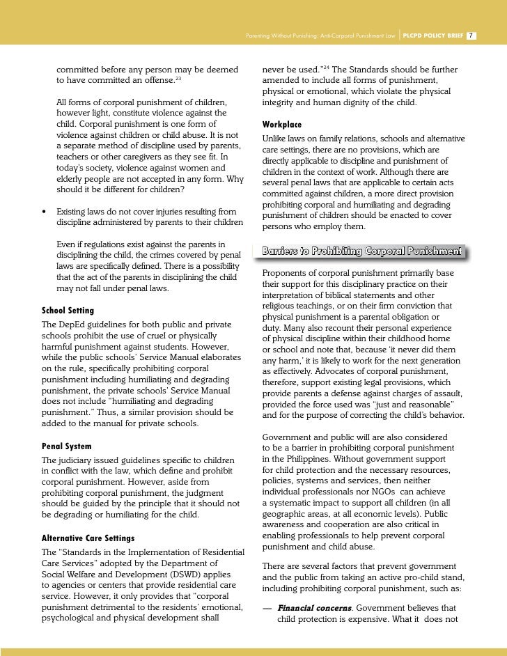 Essay on corporal punishment
