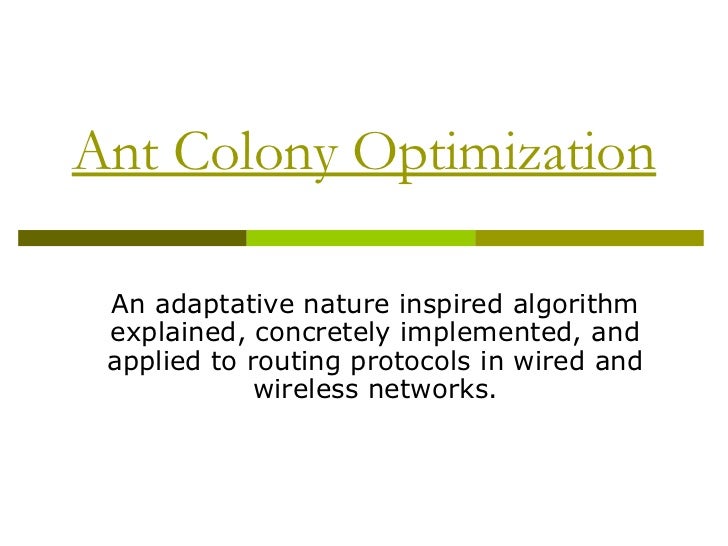 Ant colony optimization