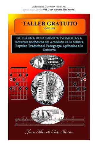 Método de Guitarra Popular
Material recopilado por: Prof. Juan Marcelo Sosa Fariña
3
Juan Marcelo Sosa Fariña
TALLER GRATUITO
ONLINE
 