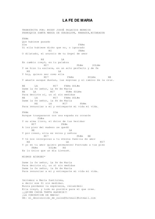 Acordes canciones a maria parroquia las quintanas