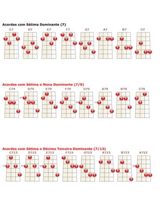Acordes com Sétima Dominante (7)




Acordes com Sétima e Nona Dominante (7/9)




Acordes com Sétima e Décima Terceira Dominante (7/13)
 