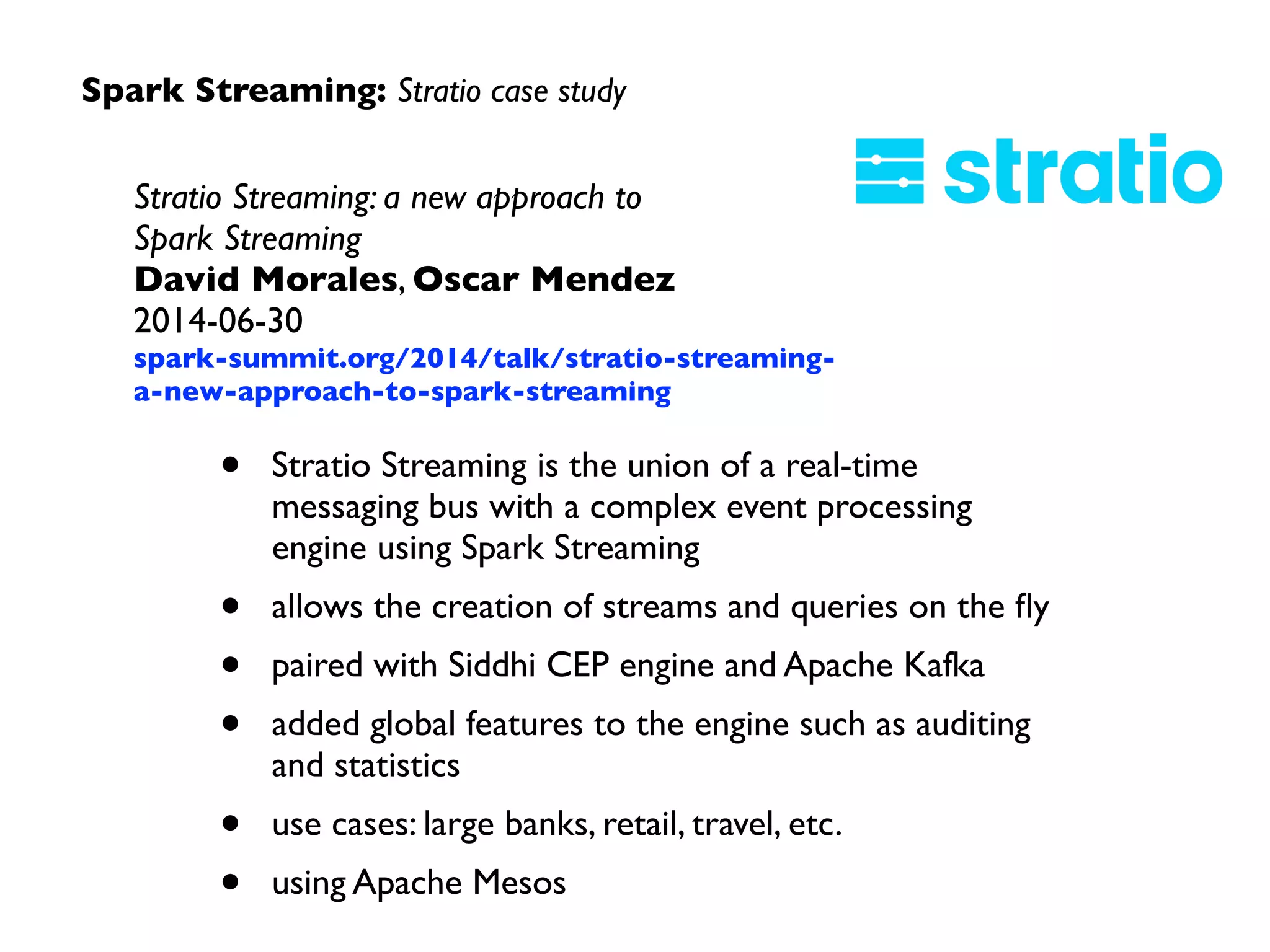 Add ALL theThings: 
Abstract Algebra Meets Analytics 
infoq.com/presentations/abstract-algebra-analytics 
Avi Bryant, Strange Loop (2013)	

• grouping doesn’t matter (associativity)	

• ordering doesn’t matter (commutativity)	

• zeros get ignored	

In other words, while partitioning data at
scale is quite difﬁcult, you can let the math
allow your code to be ﬂexible at scale
Avi Bryant 
@avibryant
Streaming Algorithms: performance at scale
 