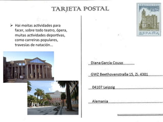 Ø  Hai	
  moitas	
  acBvidades	
  para	
  
    facer,	
  sobre	
  todo	
  teatro,	
  ópera,	
  
    muitas	
  acBvidades	
  deporBvas,	
  
    como	
  carreiras	
  populares,	
  
    travesías	
  de	
  natación...	
  
 