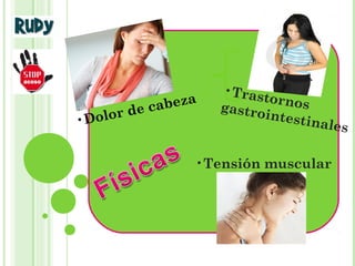 Maracay, Mayo, 2014
•Dolor de cabeza
•Trastornosgastrointestinales
•Tensión muscular
 