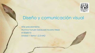 Arte precolombino
Alumna Yunuen Sarasuadi Acosta Meza
415068510
Unidad 1 Tema 1,2,3 AA2
Diseño y comunicación visual
 