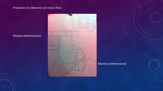 Productos en albanene con trazos finos 
Montea bidimensional 
Montea tridimensional 
 