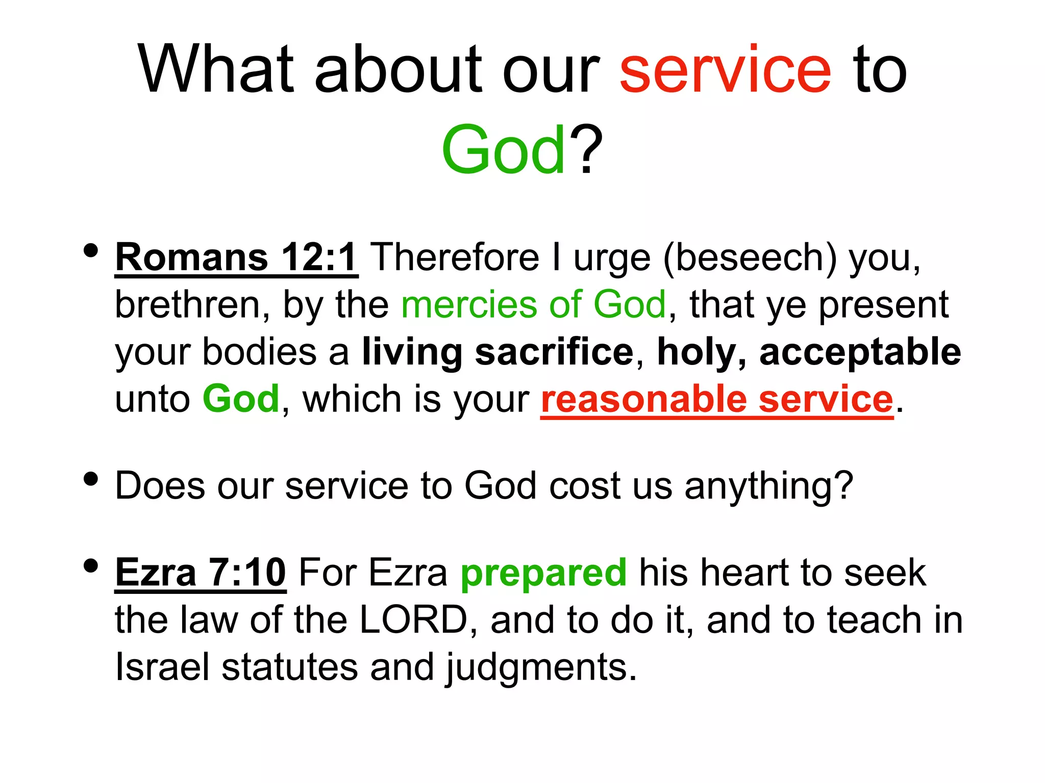 Reasonable Service Scripture A Costless Sacrifice? (Samuel 24) | PPTX
