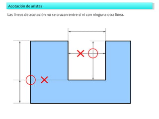 Acotación de aristas

Las líneas de acotación no se cruzan entre sí ni con ninguna otra línea.
 